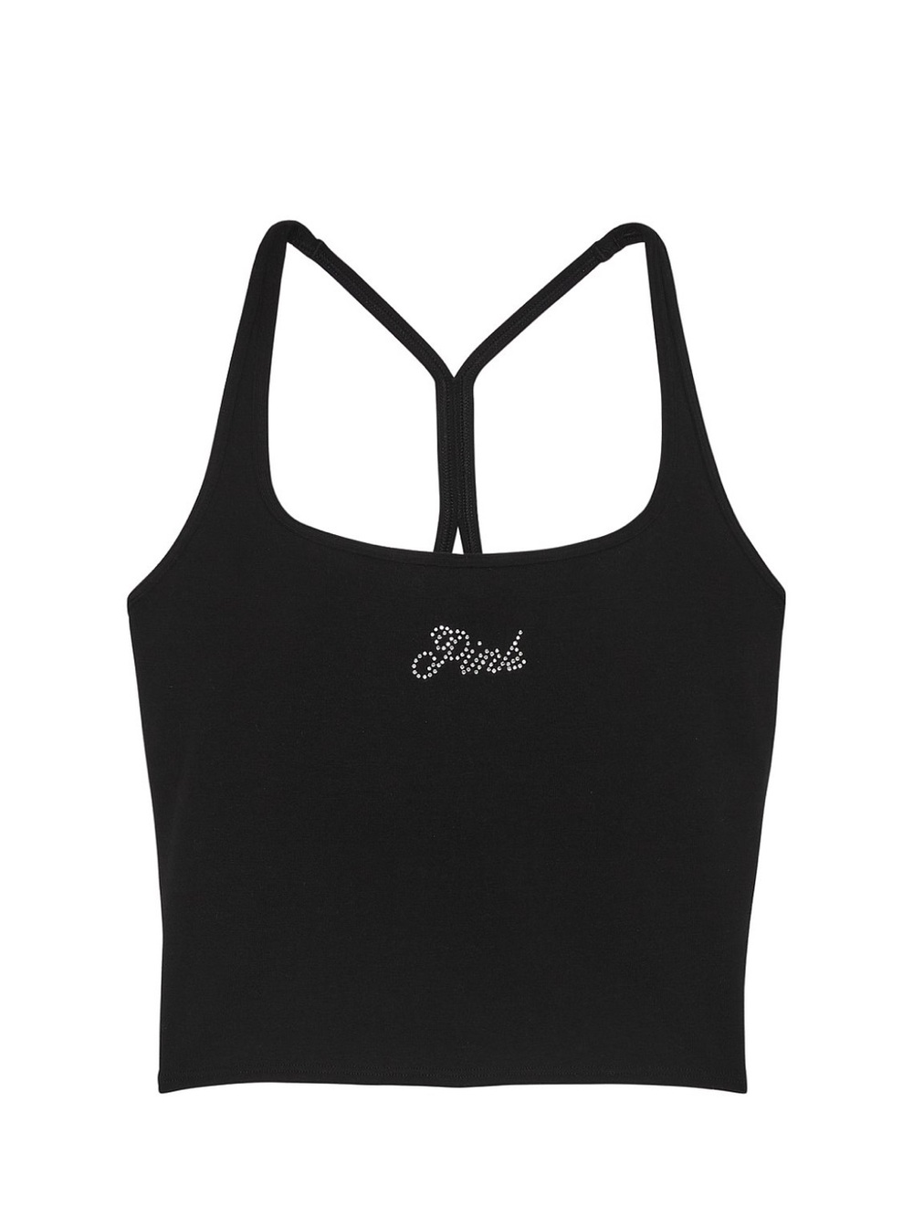 PINK Victoria's Secret Black Rhinestone Logo Racerback Tank NWT β Size L